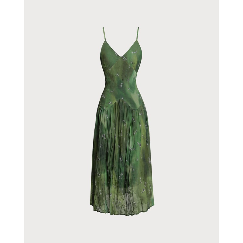 Green Tie Dye Slip Maxi Dress