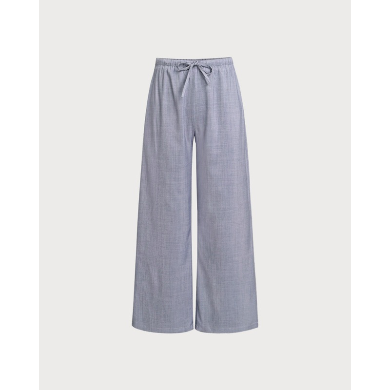 Grey Elastic Straight Waist Pants