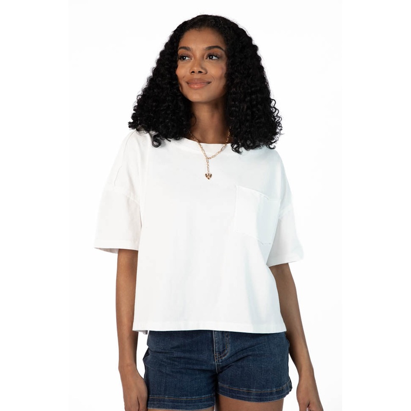 Perfect Staple Ivory Soft Knit Pocket Tee
