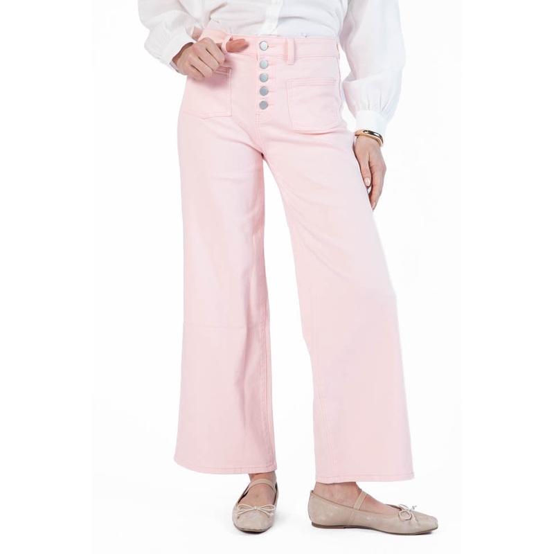 Sutton Pink Wide Leg Patch Pocket Jeans