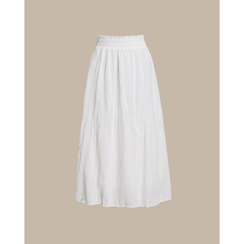 White Elastic Straight Waist Skirt
