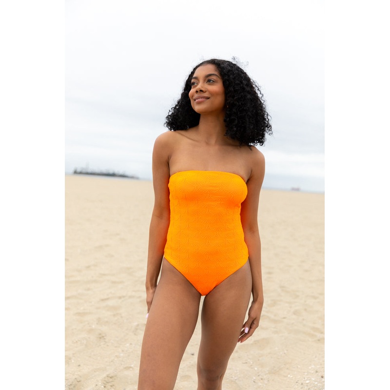 Coral Reef Orange Textured One Piece Swimsuit FINAL SALE