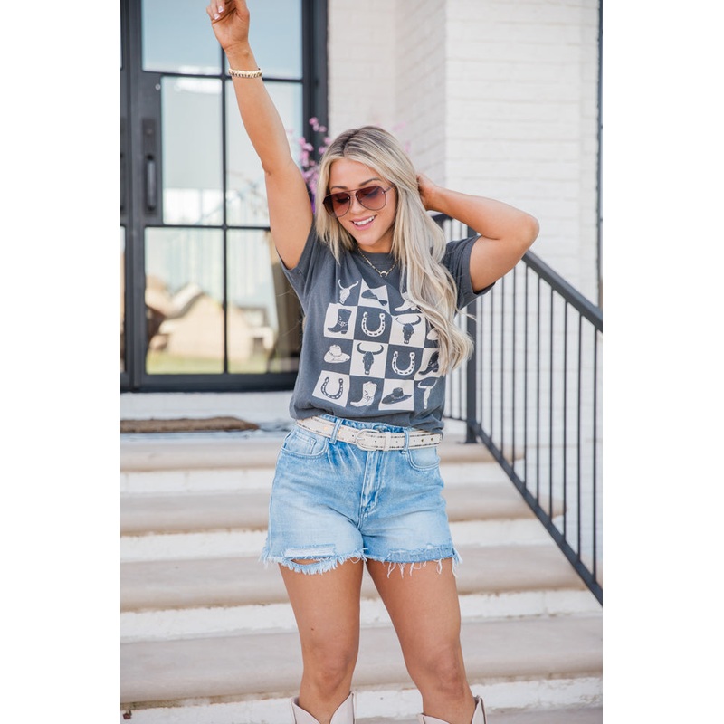 Country Checkered Dark Grey Graphic Tee