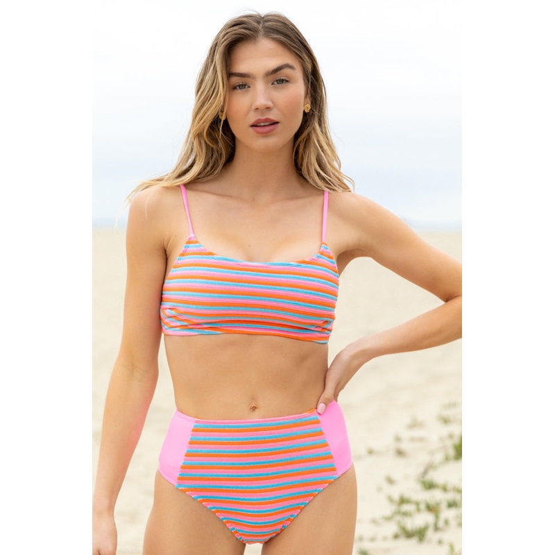 Dive In Multi Striped Terry Bikini Top FINAL SALE