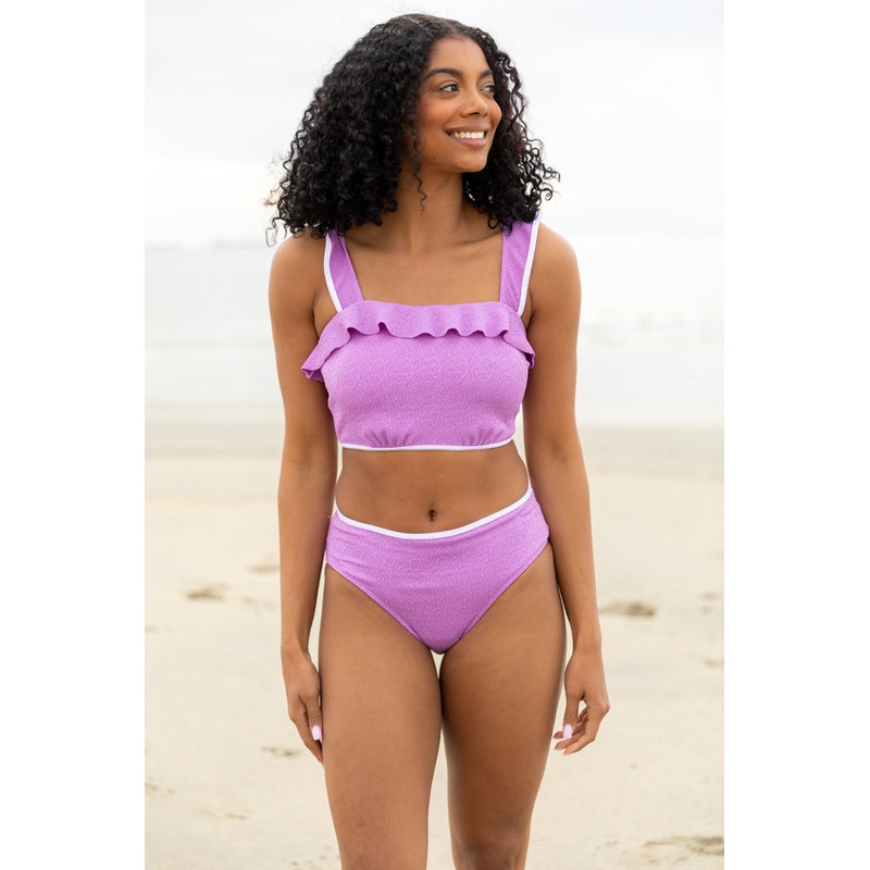 Let’s Sea What Happens Purple Ruffle Detail Bikini Top FINAL SALE