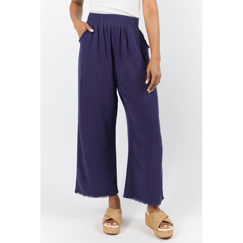 Look Your Best Navy Frayed Detail Ankle Length Pants