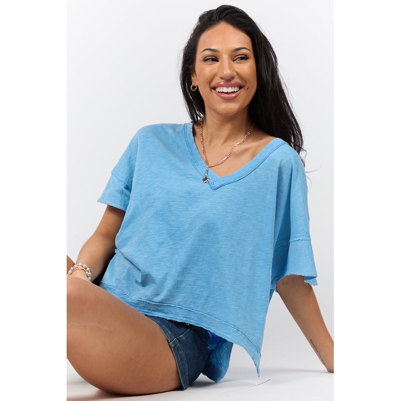 Rooted Essential Blue V-Neck Tee