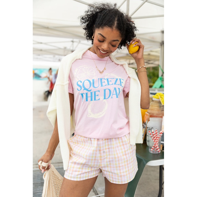 Squeeze The Day Pink Comfort Color Graphic Tee