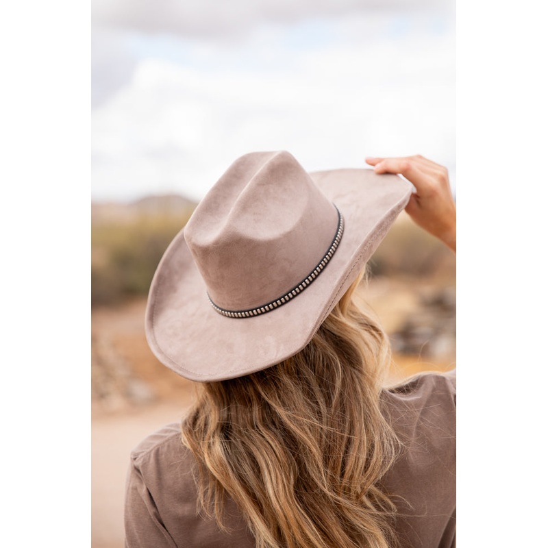 Taupe Rectangle Stud Band Cowboy Hat