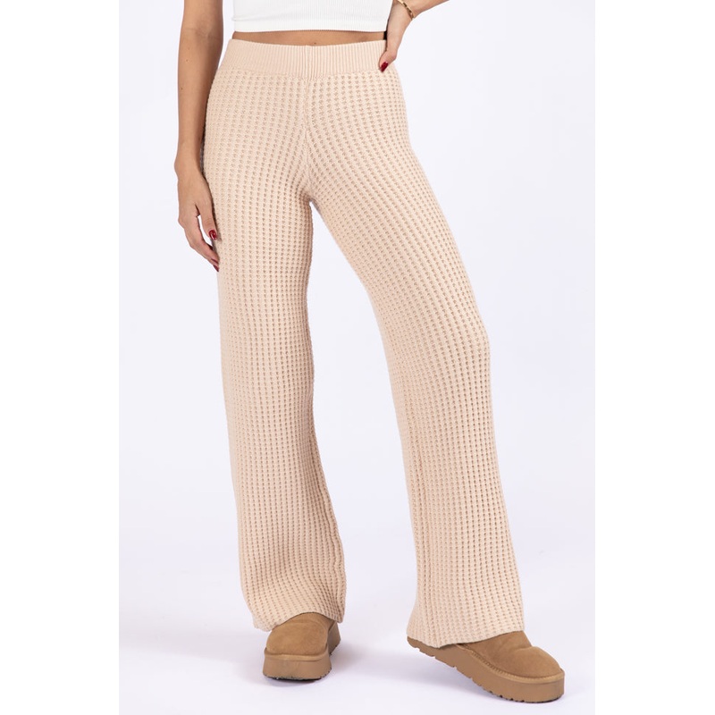 This Is Why Tan Thermal Waffle Knit Pants FINAL SALE