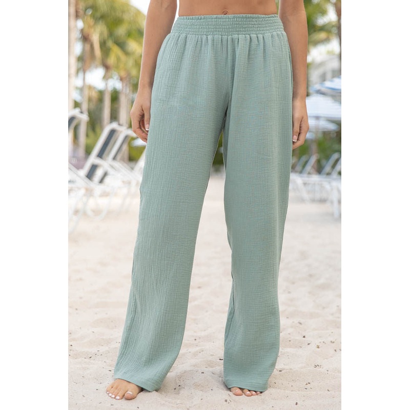Warmer Weather Sage Gauze Beach Pants