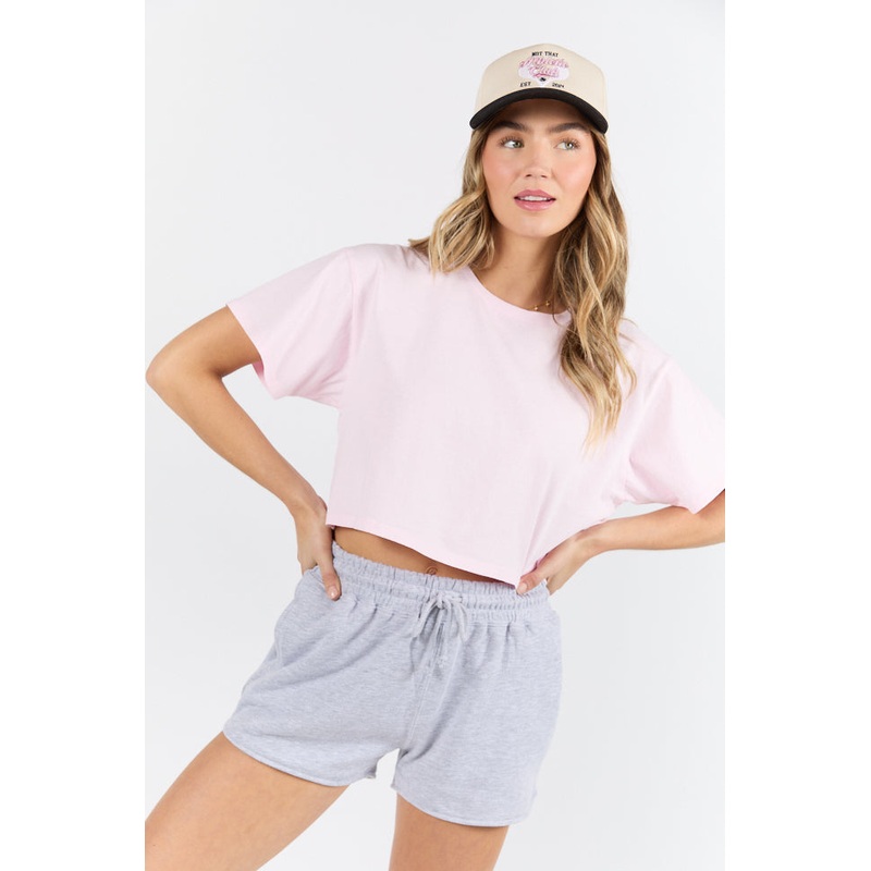 As Cool As It Gets Light Pink Cropped Knit T Shirt