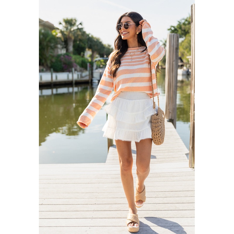 Blissful Mood Ivory Lace Trim Mini Skort