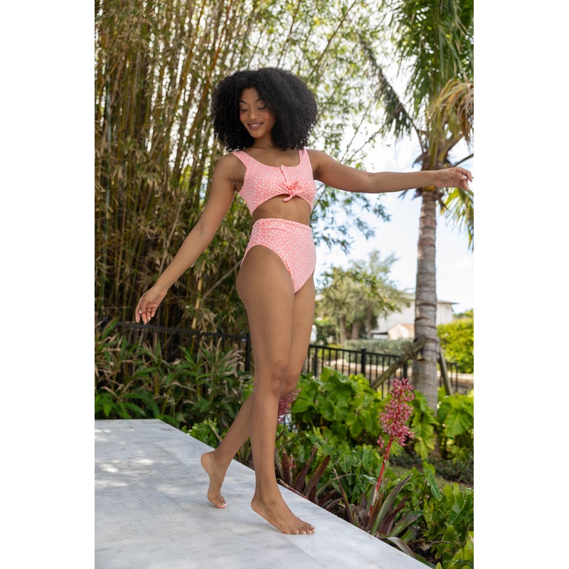 Botanical Bay Coral Floral Bikini Top FINAL SALE