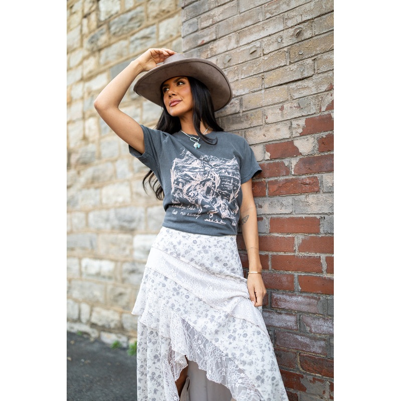 Cowboy Take Me Away Dark Grey Graphic Tee