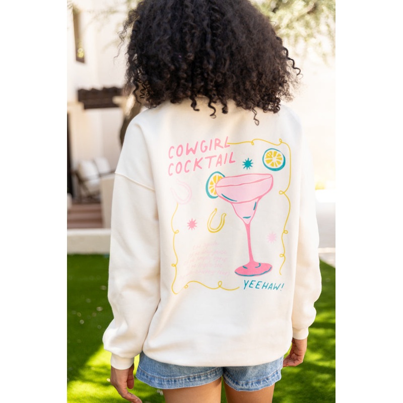 Cowgirl Cocktail Cream Graphic Sweatshirt
