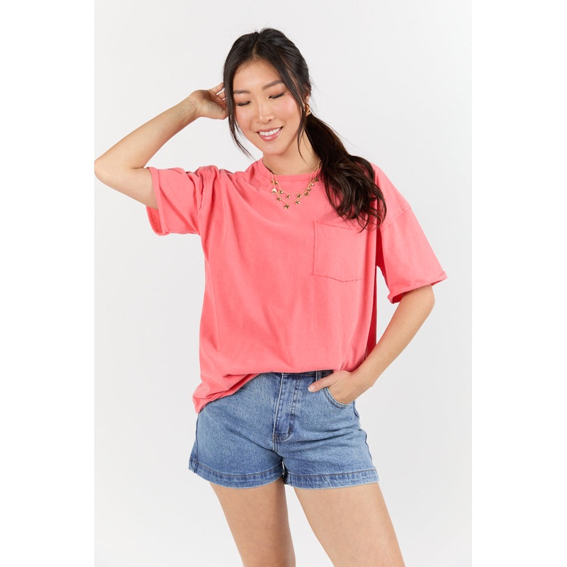 Easy To Style Coral Knit Pocket T Shirt