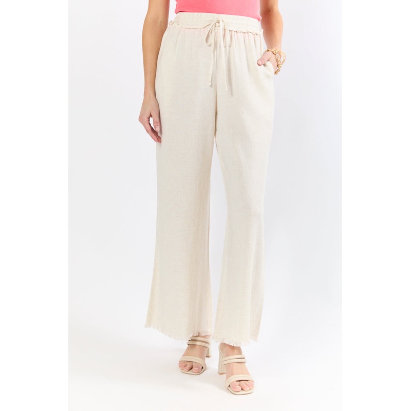 Full Sail Beige Linen Blend Pull On Pants