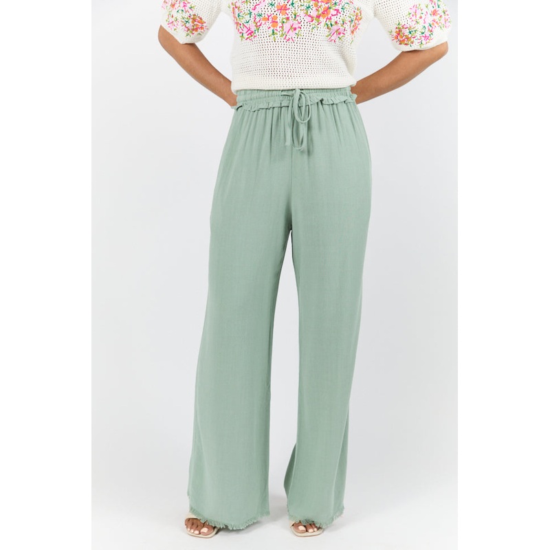 Full Sail Olive Linen Blend Pull On Pants