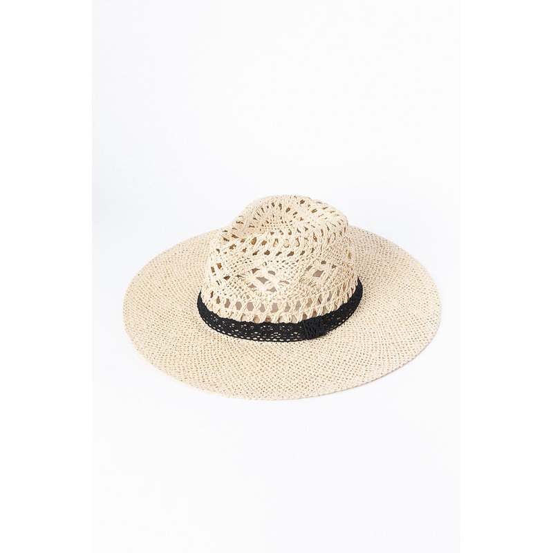 Ivory Lace Band Straw Hat