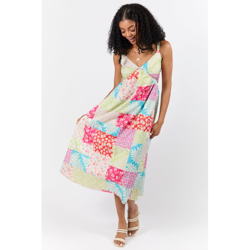 Pieces That Complete Me Multi Patchwork Babydoll Midi Dress
