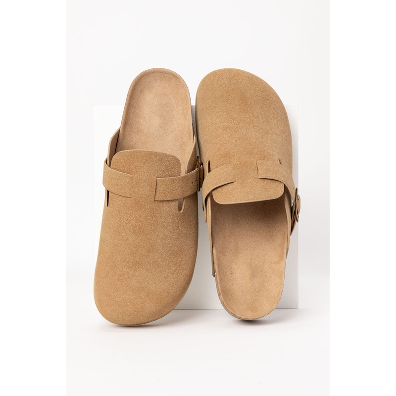 Elyse Suede Taupe Clogs