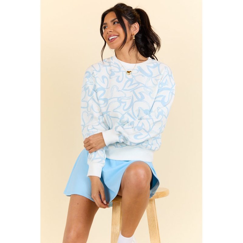 Heart Like Mine Blue and Ivory Abstract Heart Sweatshirt