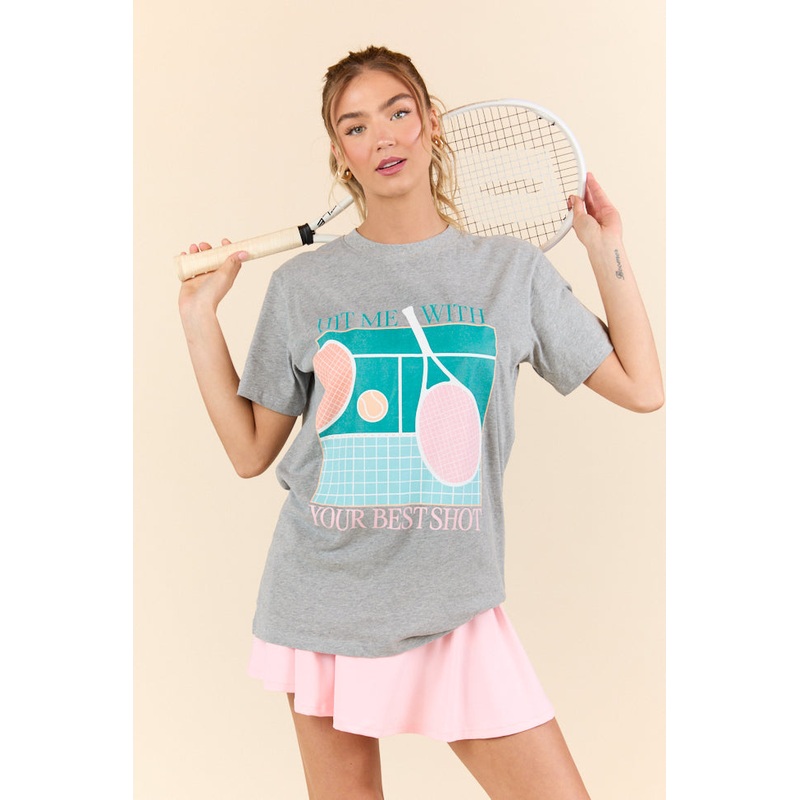 Hit Me With Your Best Shot Light Grey Graphic Tee