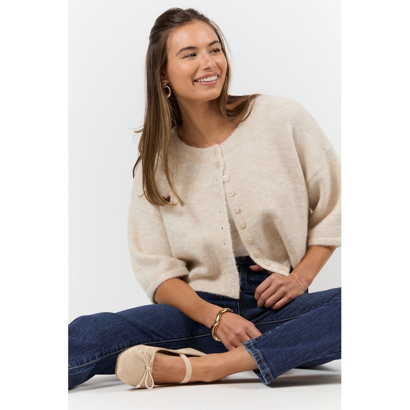 Loving Myself Beige Short Sleeve Crop Cardigan FINAL SALE