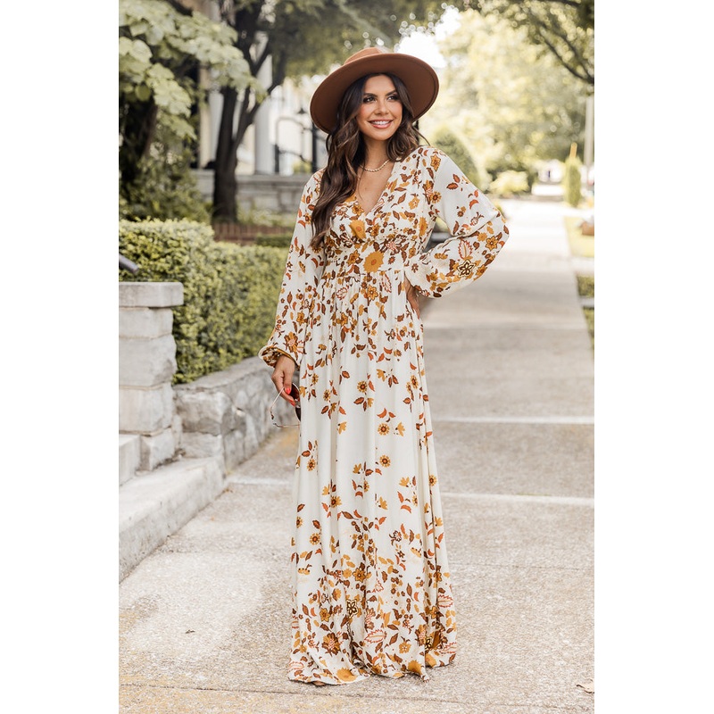 More Days Like This Brown Leaf Print Maxi Dress FINAL SALE