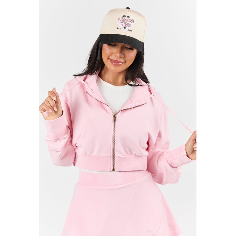 One On One Pink Cropped Hooded Jacket