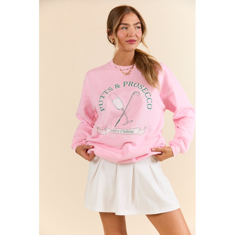 Putts & Prosecco Light Pink Graphic Sweatshirt