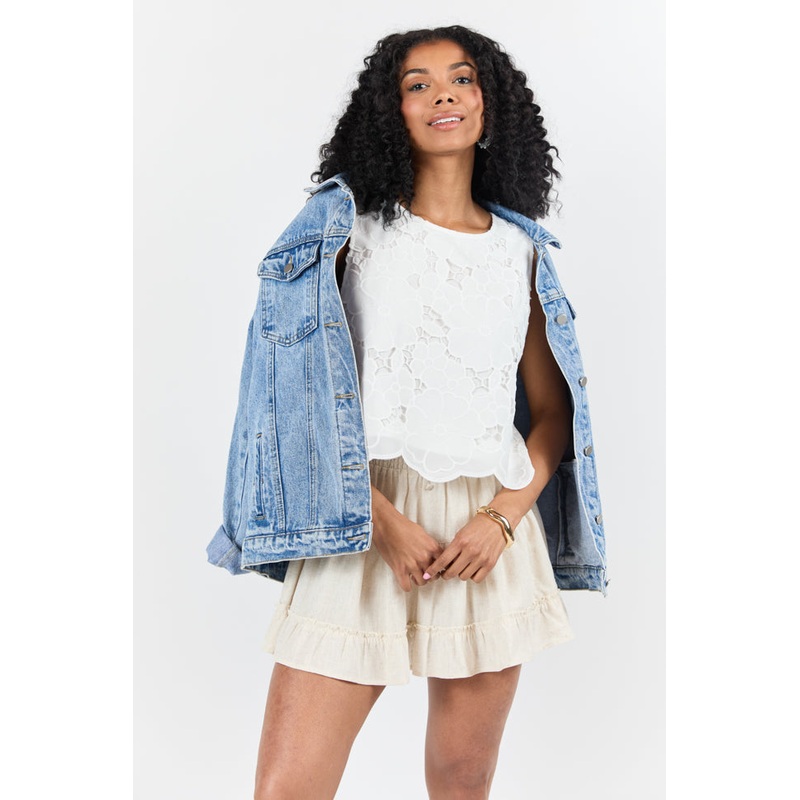 Right Through Me Ivory Eyelet Tank