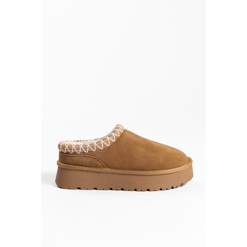 Sydney Chestnut Platform Slippers FINAL SALE