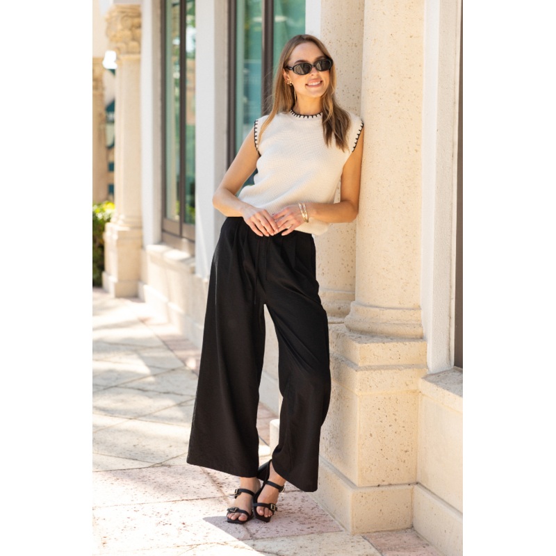 True Bliss Black Pull On Wide Leg Trousers FINAL SALE