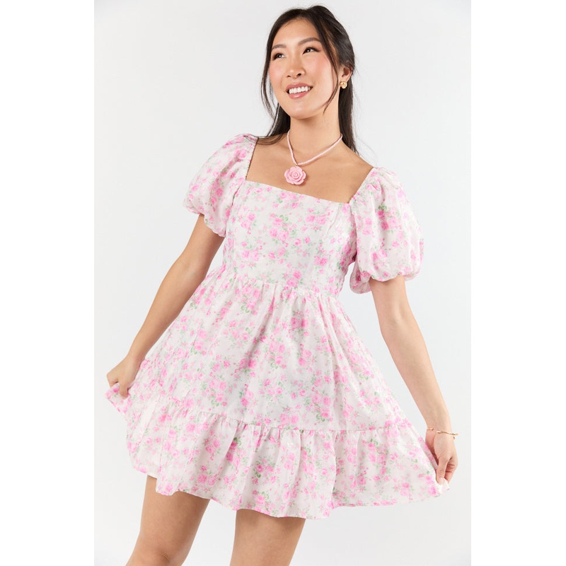 Vintage Floral Ideas Pink Mini Dress
