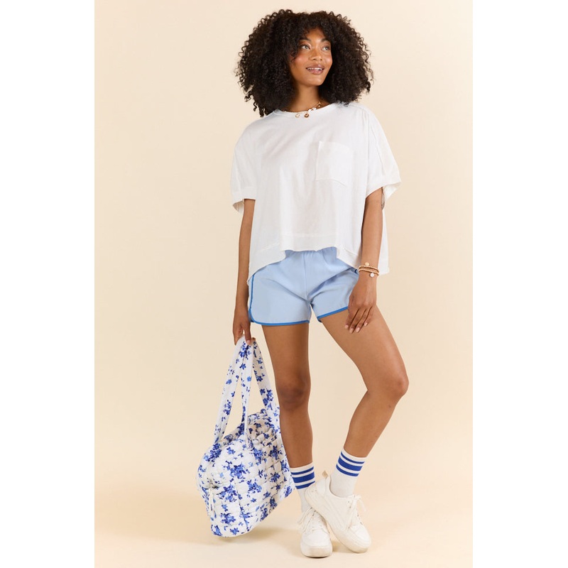 Walk Out White Oversized Washed Crop Knit Top