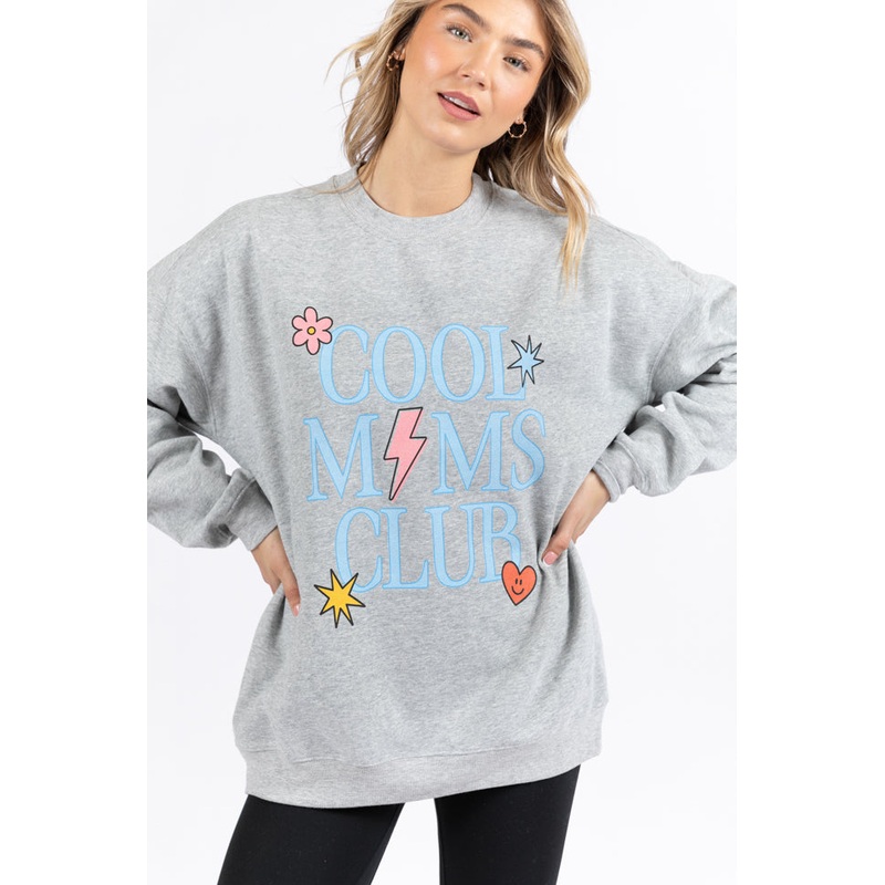 Cool Moms Club Block Light Grey Graphic Sweatshirt