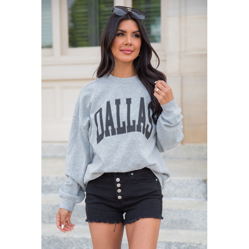 Dallas Light Grey Graphic Sweatshirt
