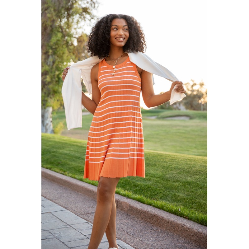 Orange Crush Stripe Tank Sweater Dress