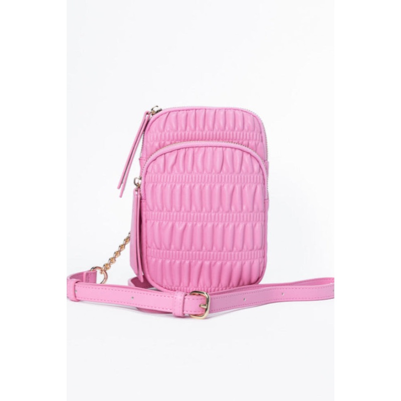 Pink Ruched Crossbody Purse