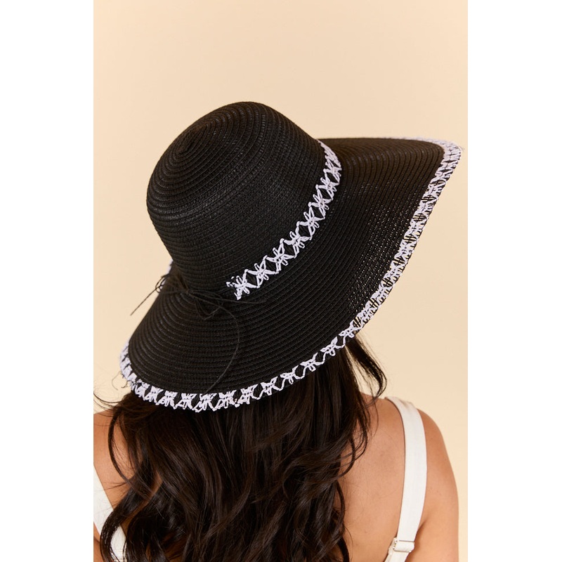 Black Stitch Brim Straw Hat