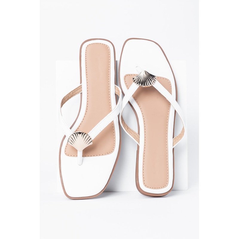 Olivia White Flip Flops