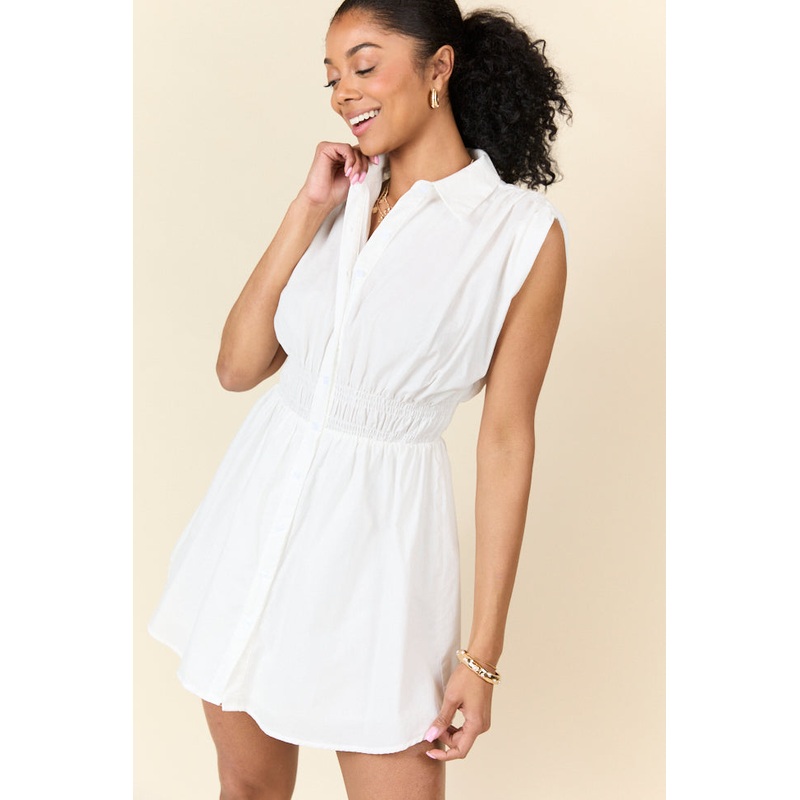 Simply Unforgettable White Collared Dress