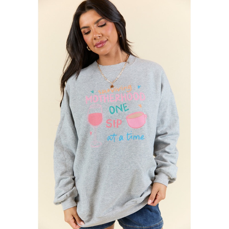 Surviving Motherhood Light Grey Graphic Sweatshirt
