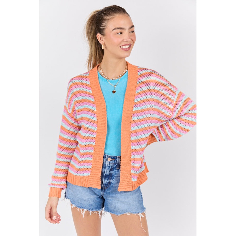You’re My Muse Pink, Orange, and Mint Multi Stripe Cardigan