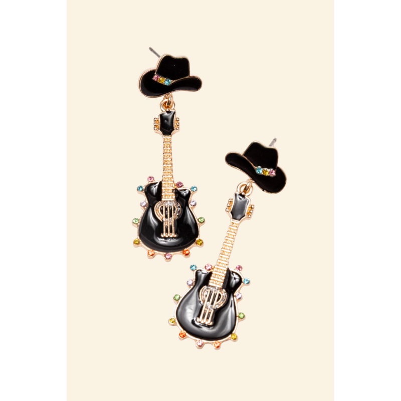 Black Guitar Earrings