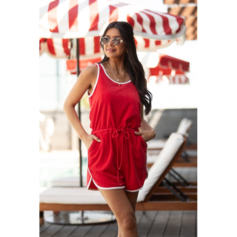 Rylee Red Terry Cloth Romper