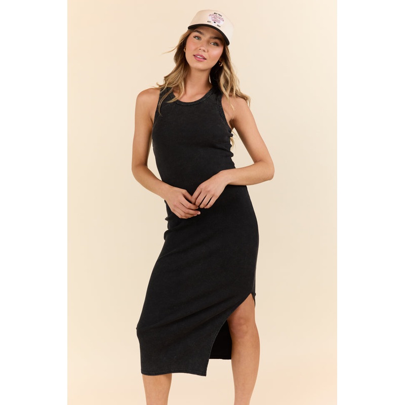 The Way It Is Black Knit Midi Dress