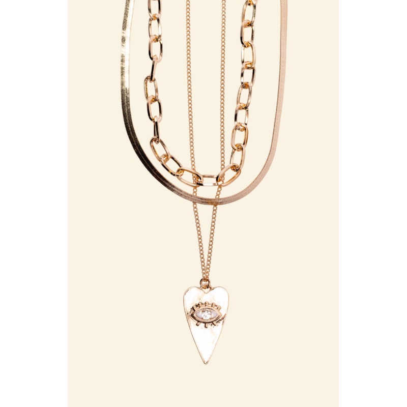 Third Eye Heart Gold Necklace